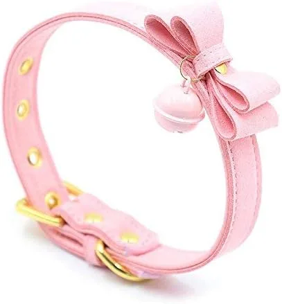 Miniatura 3 de LEWECEEO PU Leather Bow Collar Necklace Choker with Bell Cat Cosplay Kitty Necklace Choker Collar for Women