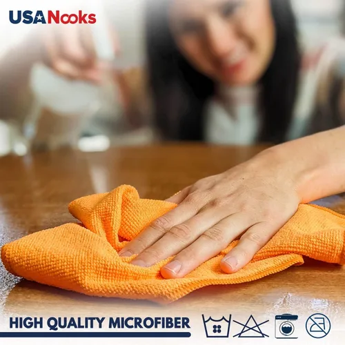 Miniatura 7 de USANOOKS Paño de limpieza de microfibra, 8 piezas de 12 x 11 pulgadas, alto rendimiento, 1200 lavados, toallas ultra absorbentes, tejido de suciedad