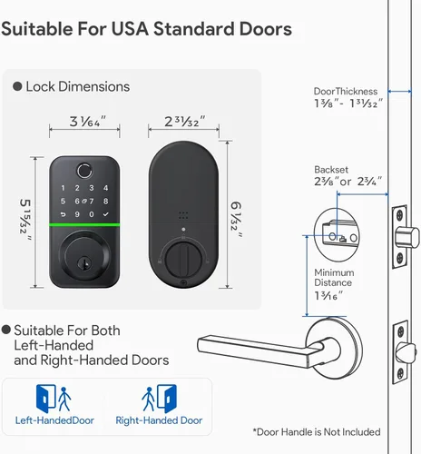 Miniatura 6 de Cerradura de puerta inteligente con teclado: cerradura de puerta de entrada sin llave - Cerradura de huella digital para puerta delantera