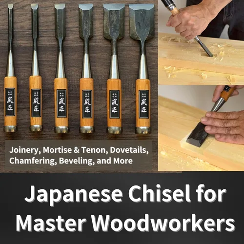 Miniatura 7 de Cincel japonés de 1.654 in 1-5/8 pulgadas de ancho, cincel de madera profesional para carpintería, mango de roble rojo japonés, fabricado en Japón