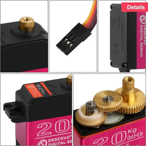 Miniatura 5 de Servomotores servo RC de alto par de torsión de 44.1 lbs, servo de dirección de engranajes de metal completo impermeable con 25T para 1/6 1/8 1/10