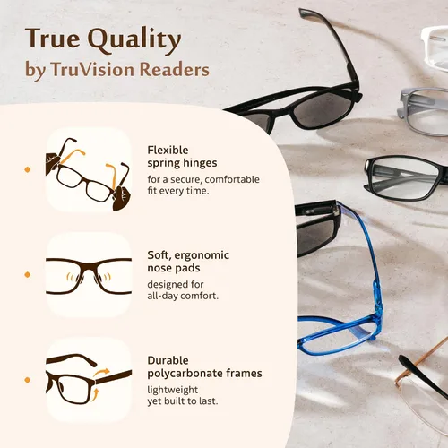 Miniatura 3 de TruVision Readers 9509 Gafas de lectura 1/3 PK, para hombres y mujeres +1.00-4.00 09h-3 Gunmetal