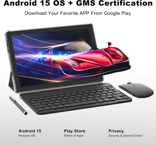 Miniatura 5 de Tableta de 10 pulgadas Android 15 (NO GO) Tablets 2 en 1 tableta con teclado 12 GB RAM+64 GB ROM (soporta expansión de 1 TB) Tableta 2MP+8MP Cámara