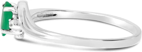 Miniatura 5 de Anillo de diamantes y esmeralda en oro blanco de 10 quilates