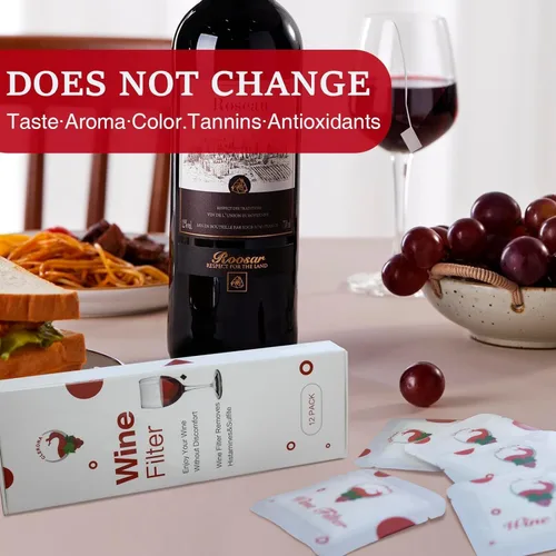 Miniatura 4 de Filtros de vino – Paquete de 12 purificadores de vino que elimina histaminas y sulfitos, puede reducir y aliviar alergias y sensibilidades al vino
