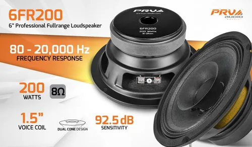 Miniatura 8 de PRV AUDIO 6FR200 Altavoz de rango completo de 6 pulgadas, 8 ohmios, 200 vatios de potencia de programa continuo, 100 vatios de potencia RMS, 92.5