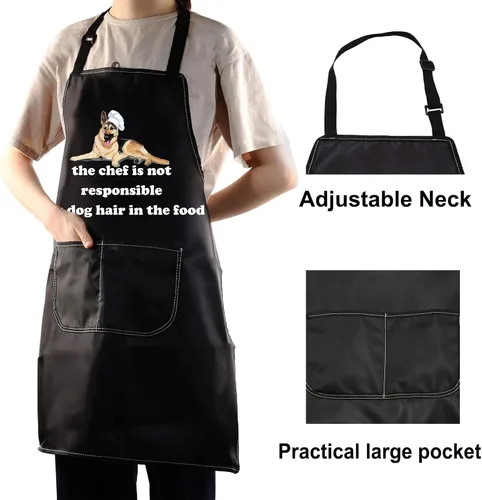 Miniatura 4 de BWWKTOP Delantal de pastor alemán, regalo de pastor alemán, el chef no es responsable del pelo de perro, delantal de cocina ajustable