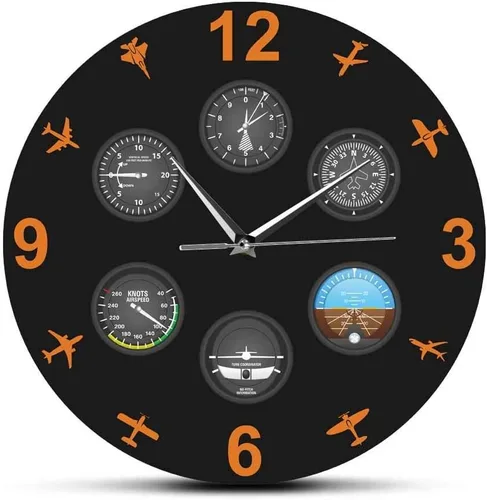 Instrumento de vuelo Aviones Reloj de pared silencioso Aviación Aviador Reloj de pared Diseño moderno Piloto Decoración del hogar Regalo