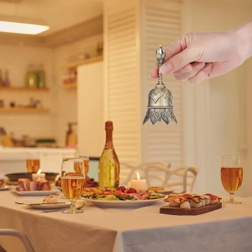 Miniatura 4 de Campana de Mano de Latón Super Sónica para Tocar en Bodas, Campanas de Mano de Loto para Personas Mayores en Cama, Campana de Clase para Profesores