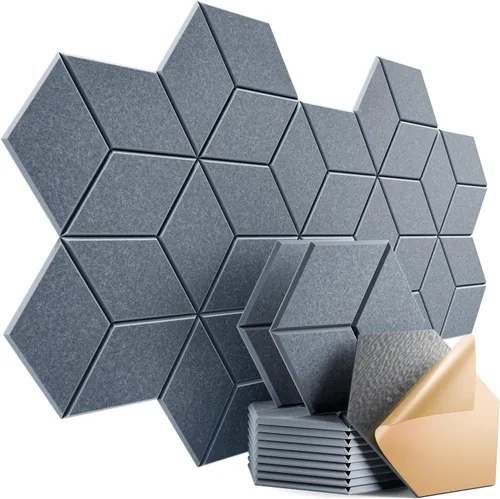Miniatura 156 de Paquete de 12 paneles acústicos autoadhesivos de 12 x 10 x 0.4 pulgadas, paneles de espuma a prueba de sonido con alta densidad, diseño forrado
