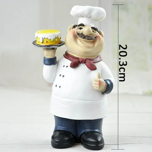 Miniatura 5 de Garneck - Adorno de chef con pastel creativo de cocina, escultura decorativa para el hogar, cocina, bar, cafetería, tienda, decoración de mesa, 7.48
