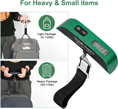 Miniatura 9 de Travel inspira Combo de báscula digital de equipaje y adaptador de enchufe de viaje, Combo de báscula digital de equipaje y adaptador de enchufe