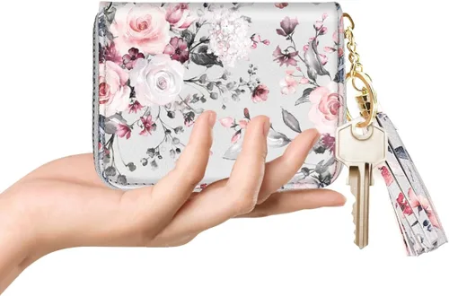 Miniatura 4 de Billetera pequeña para tarjetas de crédito RFID con purpurina linda para mujer