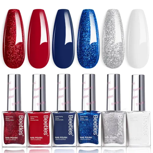 Miniatura 22 de Beetles - Juego de esmaltes de uñas pastel, 6 colores, rosa, azul, amarillo, nude, rosa, morado, juego de esmalte de uñas de secado rápido, secado