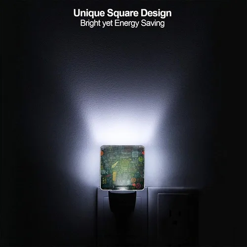 Miniatura 4 de Paquete de 2 luces LED de noche enchufables con preguntas matemáticas, luces nocturnas enchufables a la pared, lámpara de noche moderna con sensor