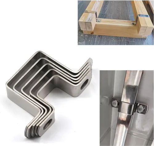 Miniatura 6 de Abrazadera de tubo cuadrada de 1.969x1.969 in de acero inoxidable 304 en forma de U de puntal de conector de soporte de tubo de hebilla de manguera