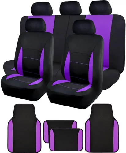 Miniatura 19 de Flying Banner Fundas de asiento de coche, asientos delanteros, asiento trasero, poliéster, protectores de asiento de automóvil, instalaciones Negro