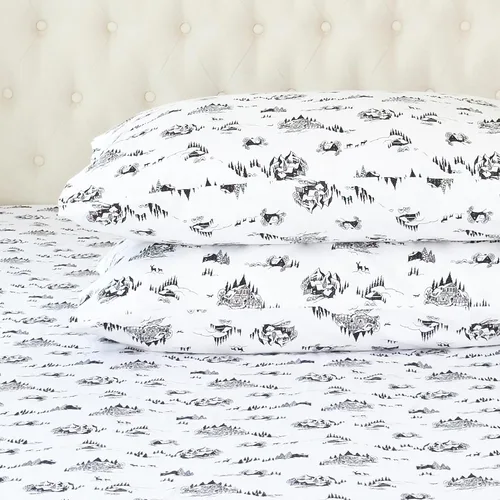 Miniatura 19 de Elegant Comfort Juego de sábanas de franela ultrasuave de 4 piezas 100% de algodón turco - Sábanas de franela navideñas de Navidad, de calidad
