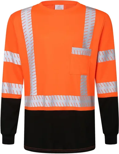 Miniatura 13 de Camisas de seguridad Hi Vis con tiras reflectantes, camisas de construcción de fondo negro para hombres y mujeres Púrpura