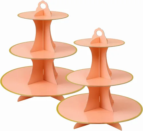 Miniatura 30 de Soleebee Soporte redondo de 3 niveles para cupcakes, torre de cartón para cupcakes, torre de soporte para pasteles de postre para decoración