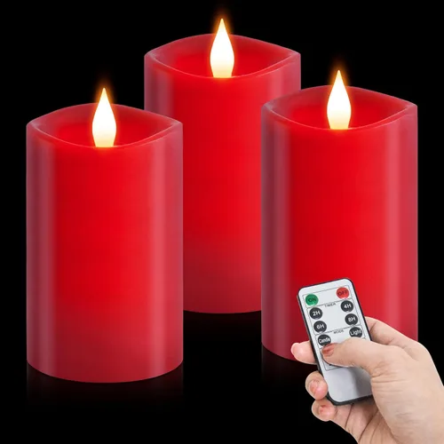 Miniatura 35 de Velas sin llama de 3 x 3 que funcionan con pilas con temporizador remoto, duran 600 horas, velas de batería parpadeantes, velas LED eléctricas