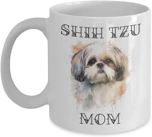 generic Shih Tzu - Taza para mamá de perro, regalo para mamá de perro, taza para mascotas, retrato de Shih Tzu en acuarela, regalos para madres de