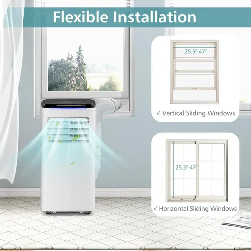 Miniatura 7 de PETSITE Aire acondicionado portátil de 10000 BTU, unidad de refrigeración de CA 3 en 1 con control remoto, deshumidificador, kit de ventana