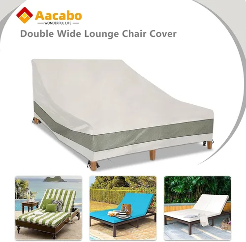 Miniatura 3 de Funda doble para tumbona impermeable, resistente de 82 pulgadas, doble ancho, para patio, sillón, color beige