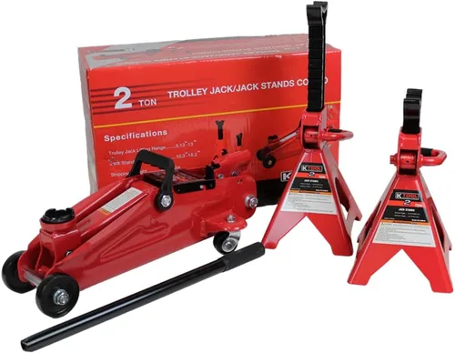 K Tool International 63097A Gato de piso tipo carro automotriz de 2 toneladas con soportes de gato para garajes, talleres de reparación y bricolaje,