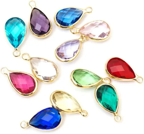 Miniatura 4 de Adabele Colgante de piedra natal de grado A, caída de 11 mm, 14 mm, 16 mm, chapado en oro amarillo de 18 quilates para aretes personalizados