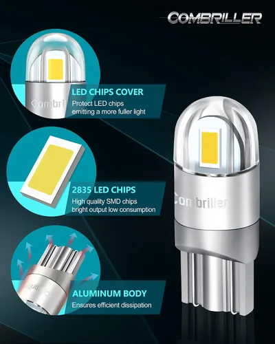 Miniatura 5 de Bombilla LED Combriller 194 6000K Blanco, Sin Errores Bombilla LED 194 168 T10 2825 w5w Luces LED Interiores de Automóvil para Luz de Placa