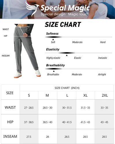 Miniatura 6 de SPECIALMAGIC Pantalones deportivos tipo cargo para mujer, de algodón, con 4 bolsillos