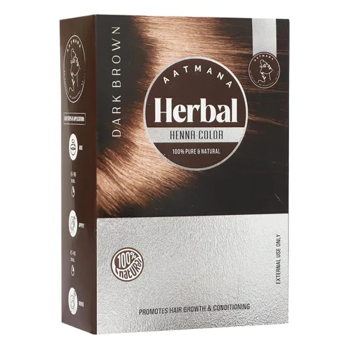 Tinte de cabello de henna marrón oscuro herbario con bondad de 9 hierbas | Henna Mehndi marrón oscuro para cabello, hace que el cabello sea suave y