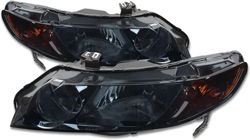 Miniatura 4 de DNA MOTORING Conjunto de faros delanteros compatible con Honda Civic 33101SNAA02, 33151SNAA02, HO2503125, HO2503125, HO2502125, negro/ámbar