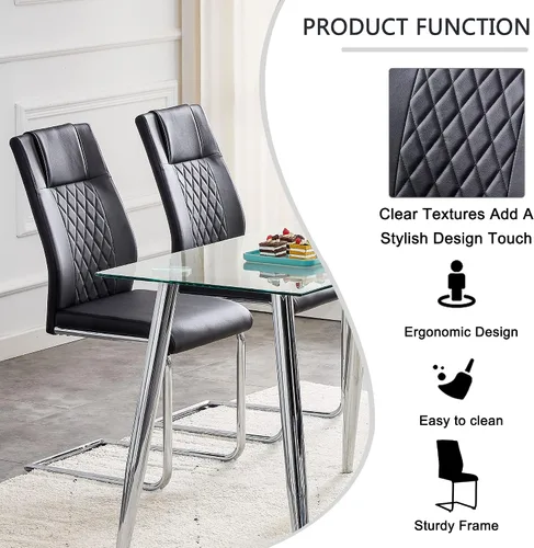 Miniatura 7 de Juego de 4 sillas de comedor, sillas de cocina, sillas de metal modernas con asiento acolchado de piel sintética con respaldo alto y patas cromadas
