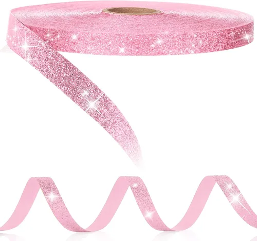 Miniatura 12 de Syhood Cinta con purpurina de 50 yardas de 3/8 pulgadas de ancho, impermeable, brillante, para manualidades, envoltura de boda, decoración de San