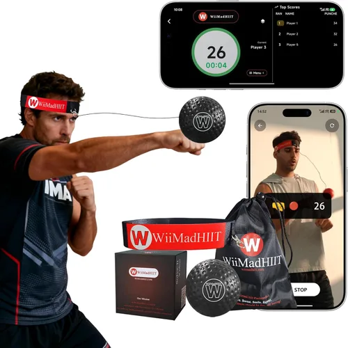 Pelota de boxeo Reflex con aplicación contadora de golpes, divertido juego de golpes con diadema, entrenamiento de coordinación mano-ojo | Equipo de