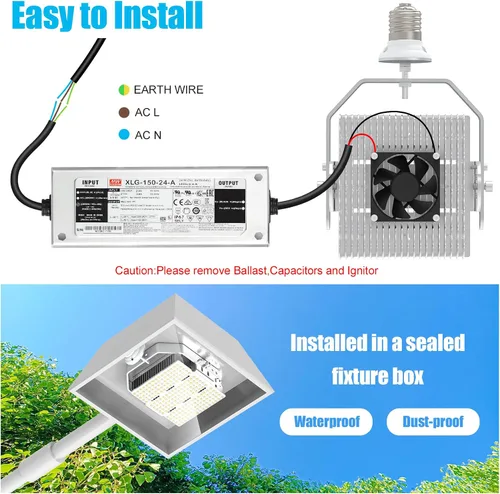 Miniatura 8 de 150W LED Retrofit para HID Shoebox Wall Pack Canopy 21,400 lúmenes 400W/450W/550W Haluro de metal igual 5700K luz diurna E39 Mogul Base para lámpara