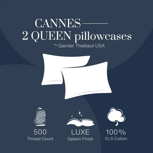 Miniatura 5 de Juego de 2 fundas de almohada Queen Cannes River Blue de 500 hilos, 100% algodón, HC by Garnier-Thiebaut USA