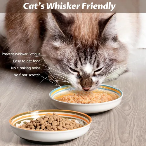 Miniatura 3 de Cuencos Antideslizantes para Gatos, Juego de Cuencos de Cerámica para Comida de Gatos con Base de Silicona, Platos para Gatos, Lindos Platos