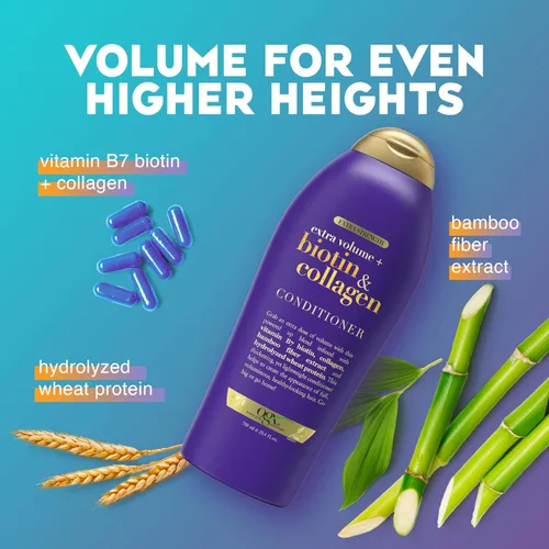 Miniatura 3 de OGX Acondicionador voluminizador extra fuerte de biotina y colágeno para cabello más grueso y completo, 25.4 onzas líquidas