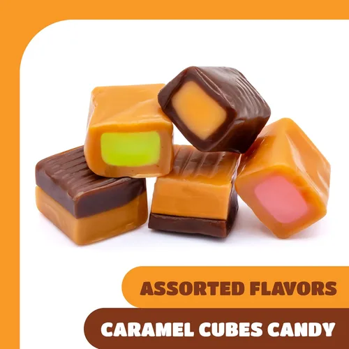 Miniatura 4 de Mezcla de cubos de caramelo, paquete a granel de 2 libras (alrededor de 150 unidades), caramelos de sabores surtidos, caramelos rellenos envueltos