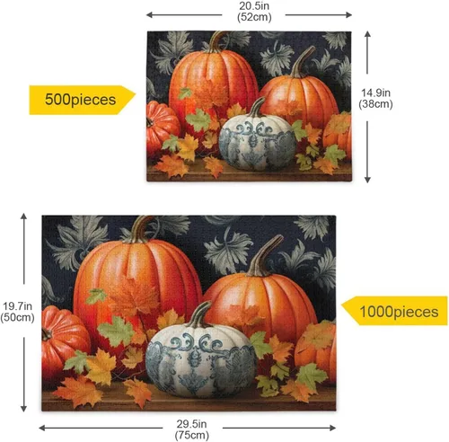 Miniatura 5 de Pumpkin Fall Jigsaw Puzzles 500 Pieces for Adults with Mesh Storage Bag 2011671