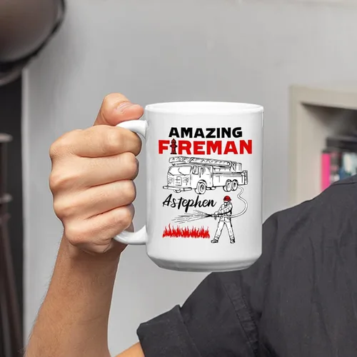 Miniatura 3 de Increíble taza de bombero Taza de café personalizada de bombero Taza de bombero personalizada idea de regalo para bombero Taza de bombero