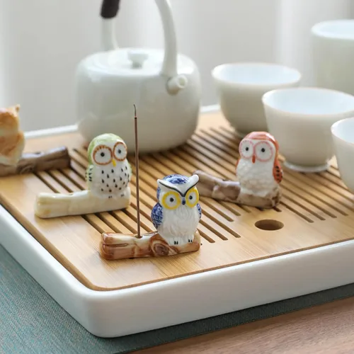 Miniatura 8 de Juego de 2, mini gatito japonés con perro, hecho a mano, de cerámica blanca, soporte para incienso o quemador de incienso, bandeja para decoración