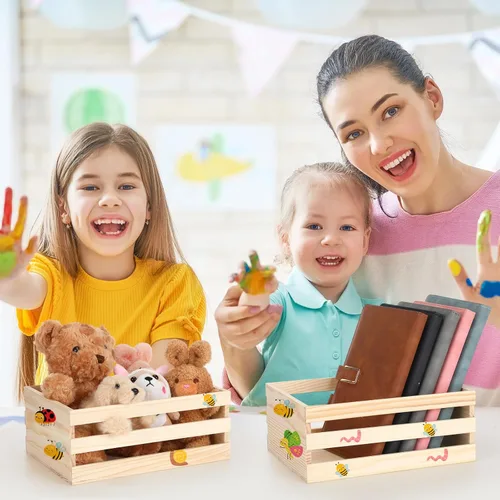 Miniatura 5 de Cinnvoice 6 cajas de madera pequeñas de 9.5 pulgadas para el 250 aniversario para almacenamiento del 4 de julio, cajas de madera sin terminar a
