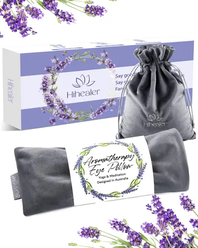 Miniatura 8 de Almohada de ojos de lavanda para relajación, yoga, sueño - Máscara de ojos con peso para dolor de cabeza, sinusitis, compresa de calor húmedo de Azul