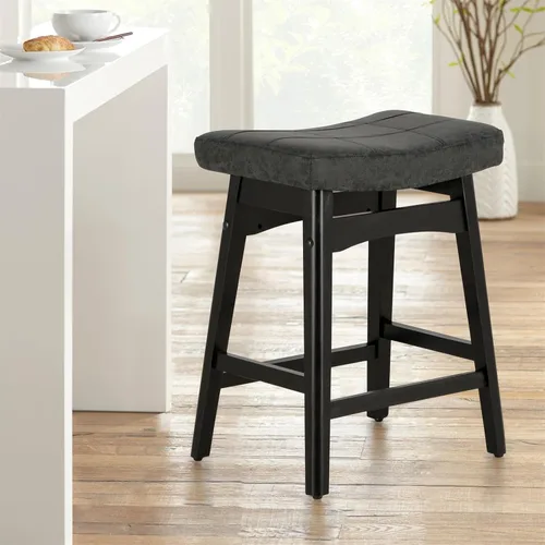 Miniatura 9 de Taburetes de altura para mostrador Sophia & William, taburetes de 24" con patas de madera maciza, taburetes de altura de mostrador tapizados en tela