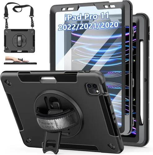 Miniatura 12 de Funda para iPad Pro de 11 pulgadas (2022/2021/2020/2018): Funda de silicona para iPad 11 (4ª/3ª/2ª/1ª) generación con protector de pantalla, Negro