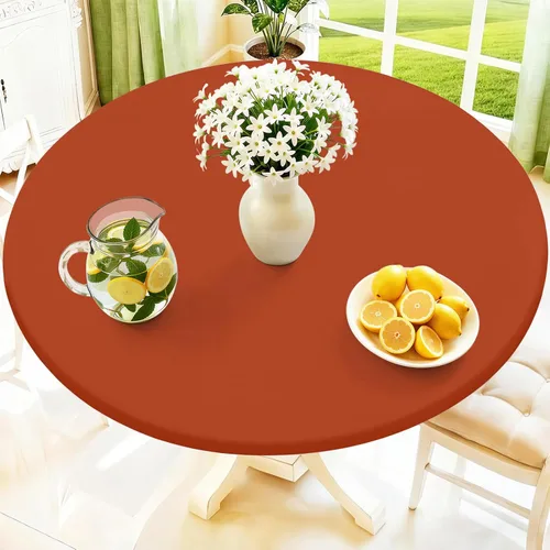 Miniatura 29 de Moosfor Mantel redondo de elastano, elástico ajustable impermeable para mesas de 18 a 24 pulgadas, mantel de picnic elástico lavable para Azul